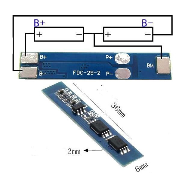 BMS 2S 3A 3.7V Li-ion 18650 Контролер Заряджання Розряджання Плата захисту