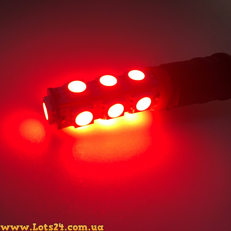 2шт Авто-лампы T10 13 LED W5W с 5 цветов светодиодные лампочки на автомобиль Красный - фото 1 - id-p693925132