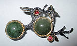 Срібна брошка з жадеїтом і гранатами ": Зелені ягоди", фото 8
