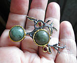 Срібна брошка з жадеїтом і гранатами ": Зелені ягоди", фото 9