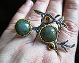 Срібна брошка з жадеїтом і гранатами ": Зелені ягоди", фото 4