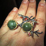 Срібна брошка з жадеїтом і гранатами ": Зелені ягоди", фото 10