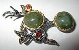 Срібна брошка з жадеїтом і гранатами ": Зелені ягоди", фото 7