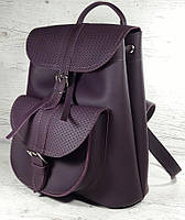 126-1 Натуральная кожа Городской кожаный женский рюкзак фиолетовый баклажановый сумка-рюкзак кожаная