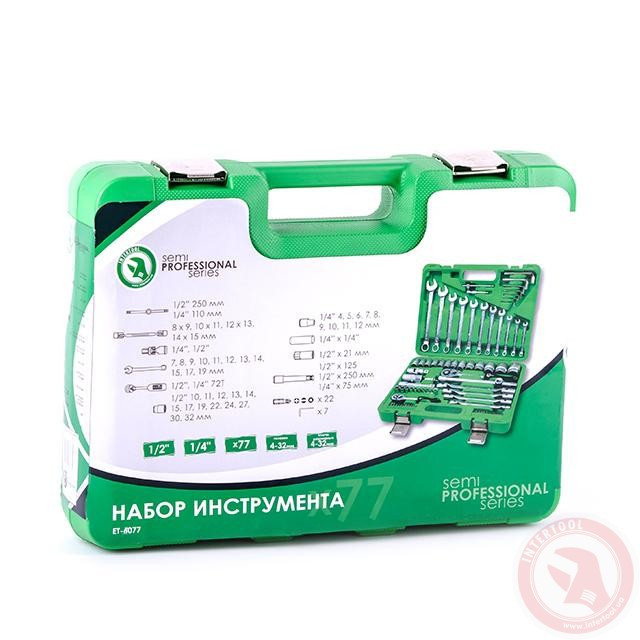 Набор инструментов для автомобиля 1/2" 1/4" 77ед Intertool ET-6077 - фото 6 - id-p767322