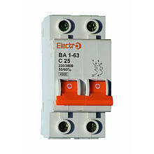Автоматичний вимикач ВА1-63 2 полюси 05A 4,5 кА х-ка С