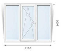 Вікно металопластикове 2100х1400, профіль OpenTeck, фур-ра Ахог, ст - т 4-10-4-10-4І (32мм, энергосберигающий)