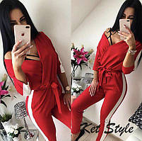 Жіночий брючний комбінезон з лампасами