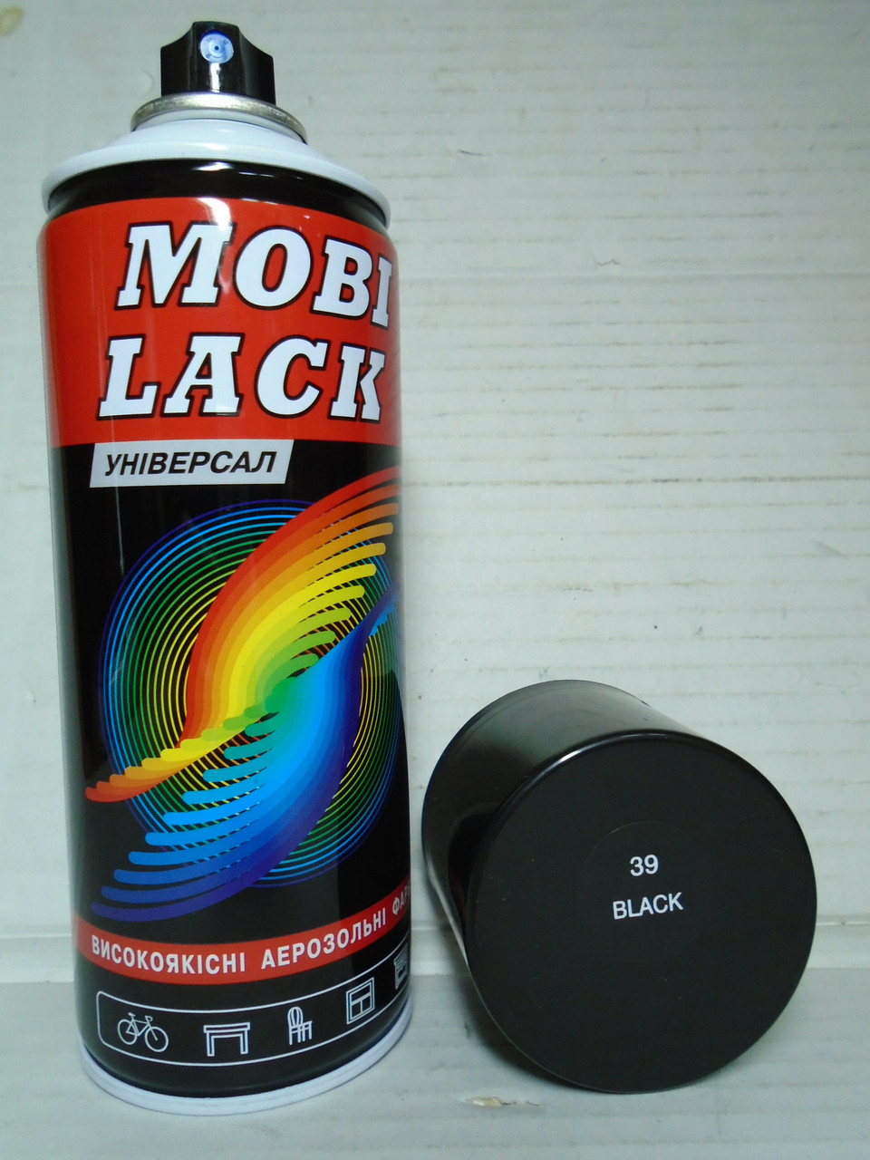 Автомобільна глянсова чорна фарба Mobi Lack 400мл