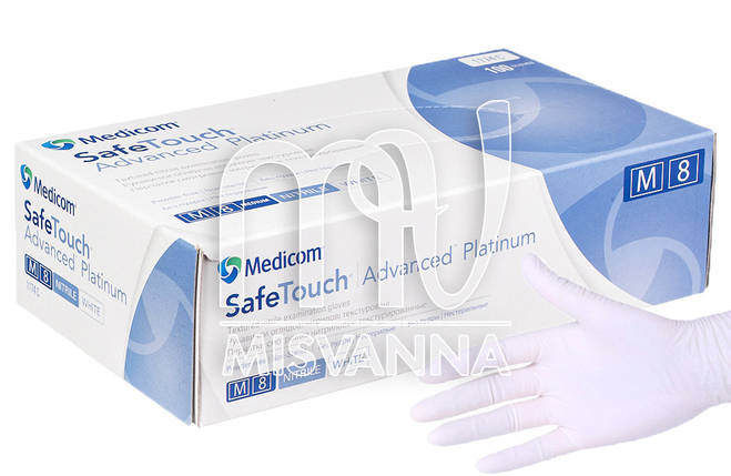 Рукавички нітрилові без тальку Medicom Advanced Platinum 1174N-C 100 шт., білі M 3.6 г, фото 2