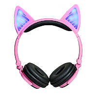 Навушники LINX BL108A Bluetooth навушники з котячими вушками LED Рожеві (SUN0482)