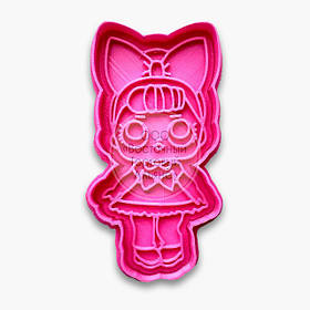 3D форми для пряників — Вирубка + Відбиток "Куколка Лол No1" 11 см