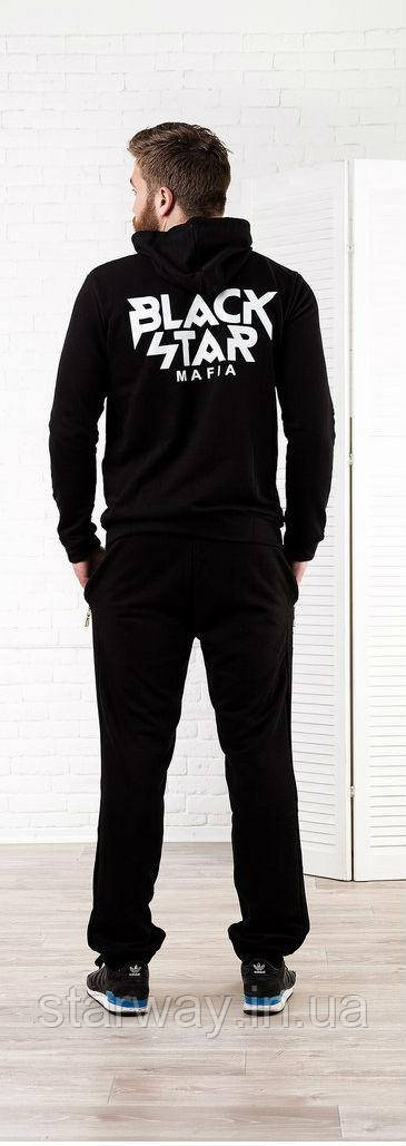 Спортивний чорний костюм Black Star Mafia logo з капюшоном