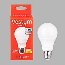 Лампа LED A60 12W 3000K 220V E27 Vestum, фото 2
