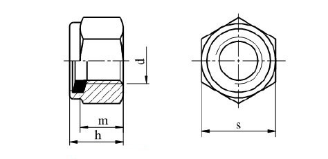 Креслення самозажимних гайки DIN 982