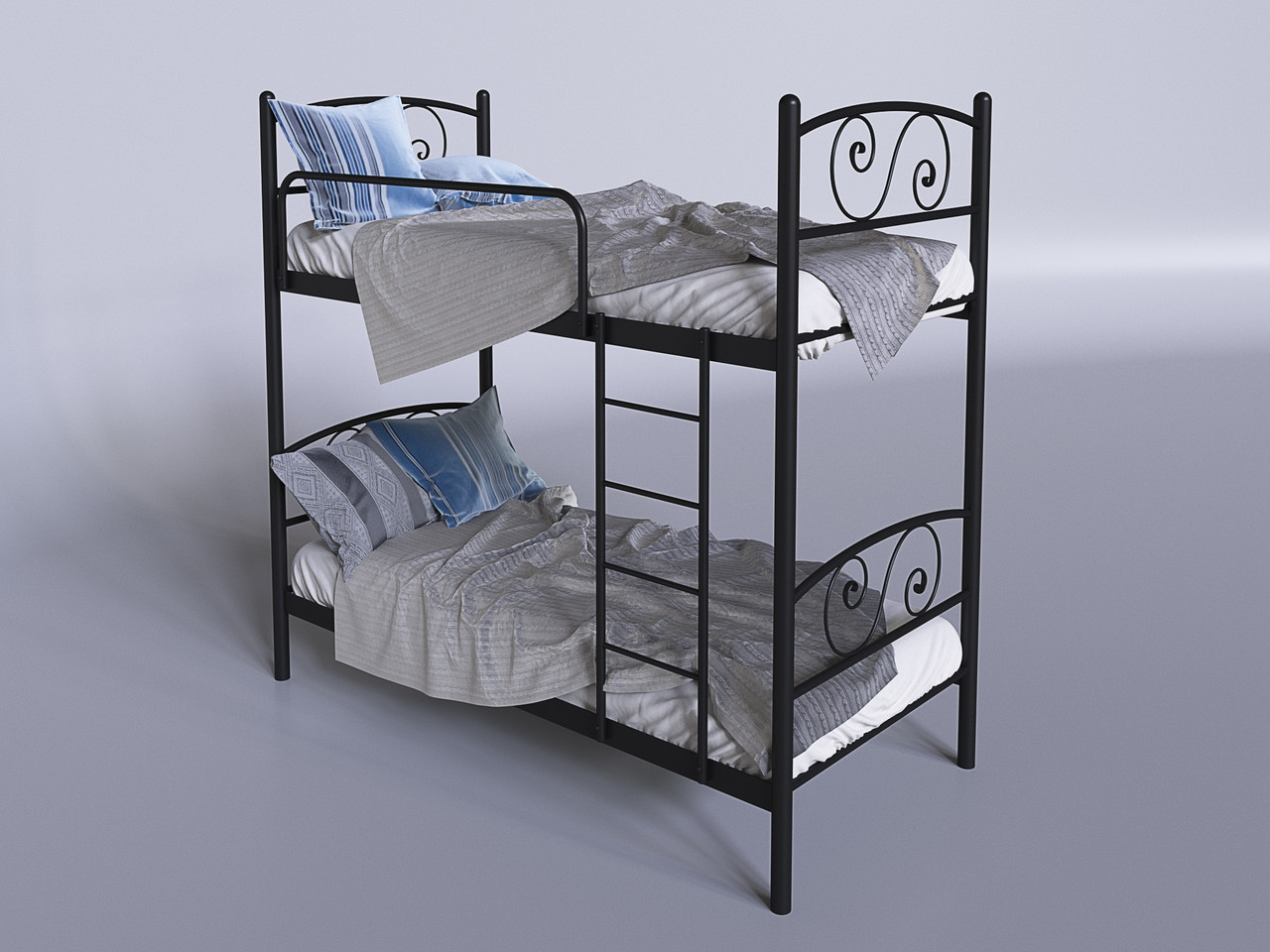 Двоярусне ліжко Віола Тенеро металеве чорне