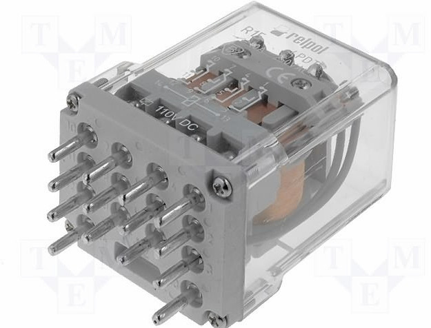 Реле R15 10 А 110 ( пост.) 4CO тест-кнопка без бл.,светодиод-индикатор,выпрямительный гасящий диод - фото 1 - id-p53229424