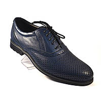 Літні чоловічі туфлі шкіряні сині взуття з перфорацією Rosso Avangard Felicite Blu Perf