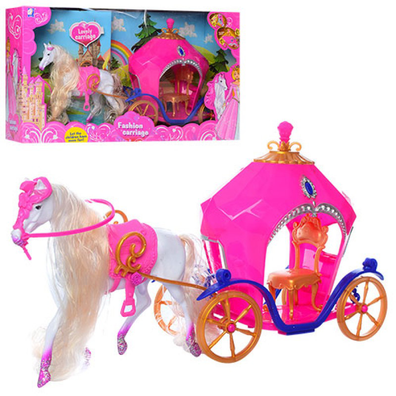 Подарунковий набір: карета і кінь рожева, 689-7