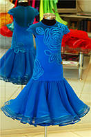 Платье для бальных танцев-бейсик.El.Blue-geo из тканей фирм «Chrisanne» и «DSI» (Великобритания)