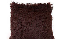 Декоративная меховая наволочка 50х70 см. коричневая