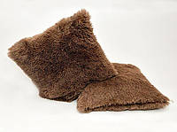 Меховая подушка 50х50 см. коричневая