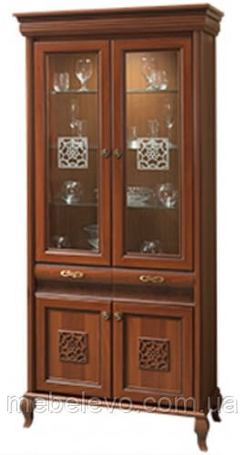 Лаура Нова Вітрина 2Д 2050х980х500мм горіх караваджо + горіх лунгарно Скай