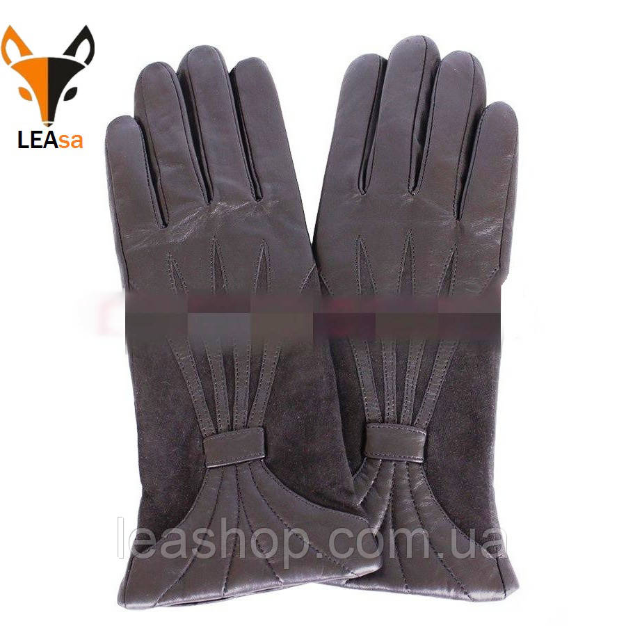 Женские кожаные перчатки с замшевыми вставками - фото 1 - id-p694927085