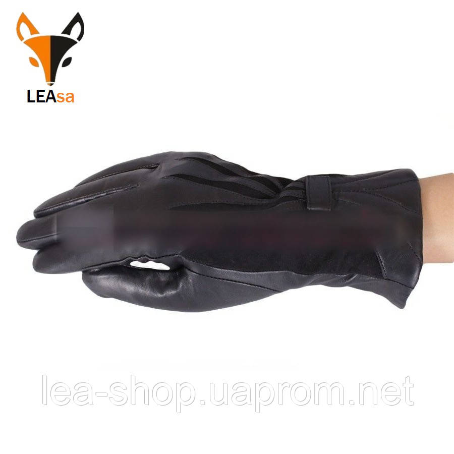 Женские кожаные перчатки с замшевыми вставками - фото 2 - id-p694927085