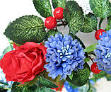 Волошки (чорнобривці, гвоздика, хризантема) з тканини на ніжці жовті 4 см — (паковання 6 шт.), фото 6