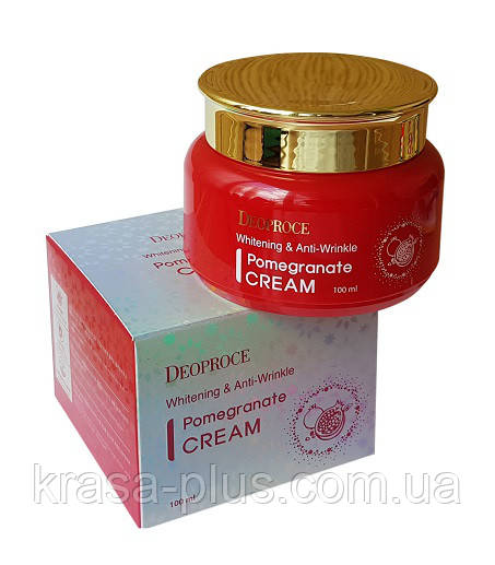 Корейський крем для обличчя з екстрактом граната Deoproce Whitening & Anti-Wrinkle Pomegranate Cream