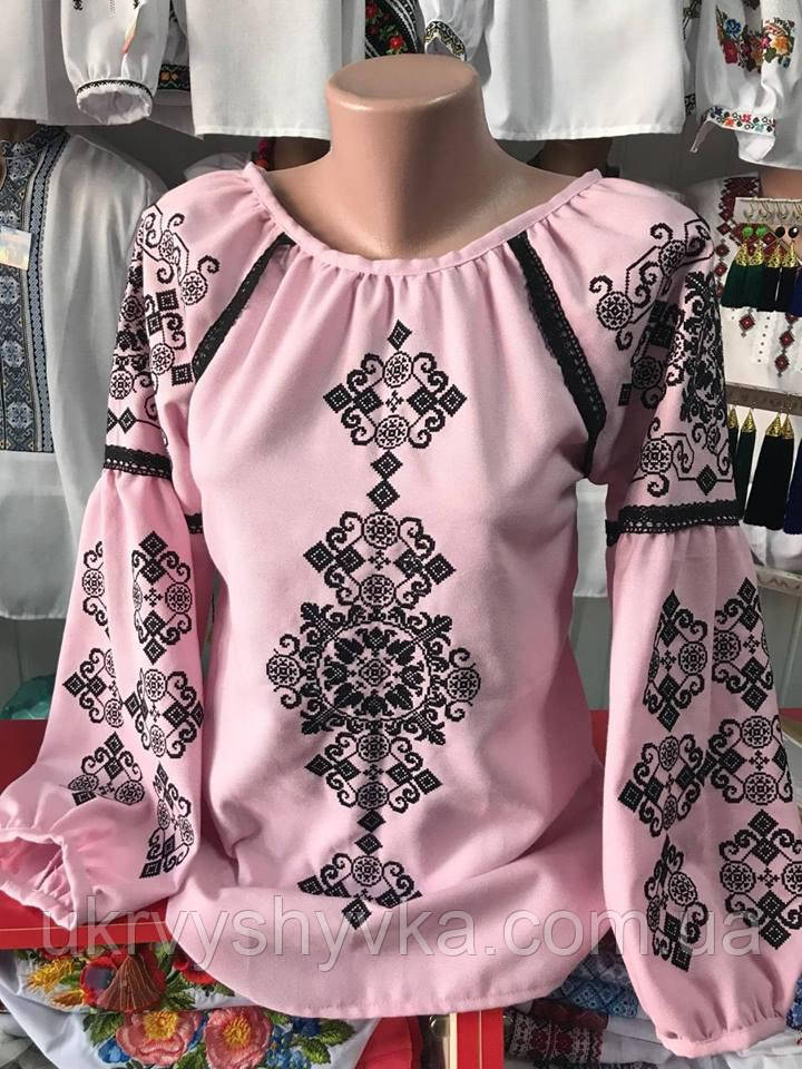 Блузка вишита "Аделія" рожева