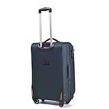 Чемодан дорожній Wings 1706 тканевий на 4 колесах великий зелений, фото 3