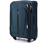 Чемодан дорожній Wings 1706 тканевий на 4 колесах великий зелений, фото 2