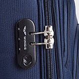 Чемодан дорожній Wings 1706 тканевий на 4 колесах великий темно синій, фото 5