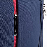 Чемодан дорожній Wings 1706 тканевий на 4 колесах великий темно синій, фото 6