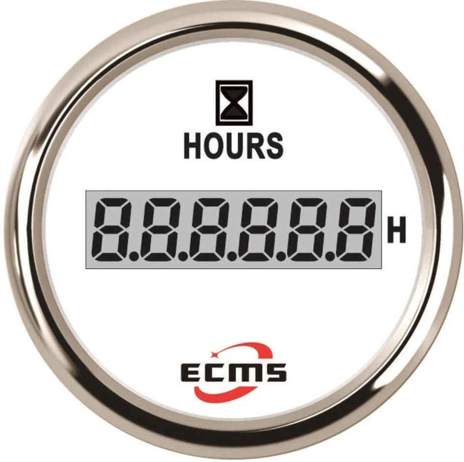 Лічильник мотогодин ecms 52мм білий, фото 1