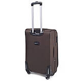 Чемодан дорожній Wings 1706 тканевий на 4 колесах великий темно коричневий, фото 3