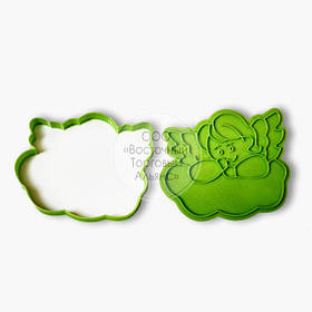 3D-форми для пряників — Вирубка — відбиток "Ангелочок на Хмараку" 11 см