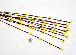 Гілки з бруньками (верба), на дроті, колір коричневий/жовтий, 10 шт., 40 см, бруньки 1 см