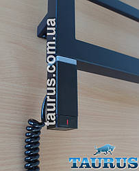 Чорний сталевий ТЕН TERMA ONE квадратний 30x30 black: регулятор 45 і 60C, з таймером 2 год, під пульт ДК. Польща