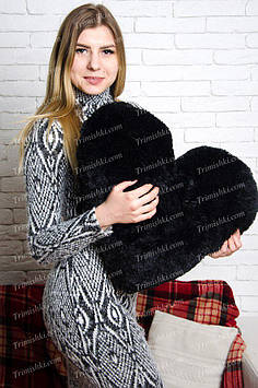 М'яка іграшка Велике плюшеве серце 50 см Красиве плюшеве серце М'яке плюшеве серце Подарунок дівчині Чорний