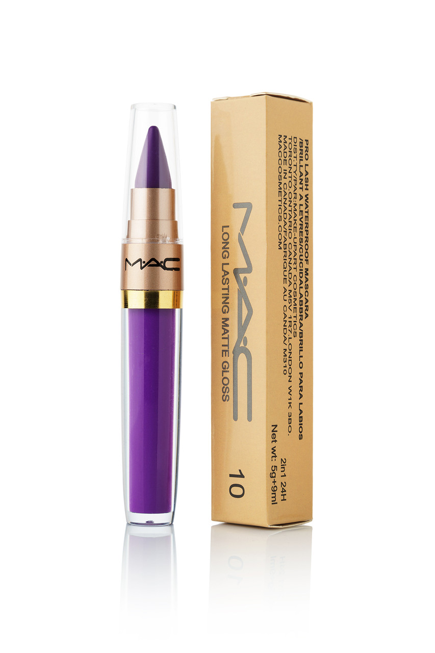 Рідка губна помада+помада олівець 2 в 1 MAC Long Lasting Lip Gloss (ПАЛІТРА 12 ШТ)