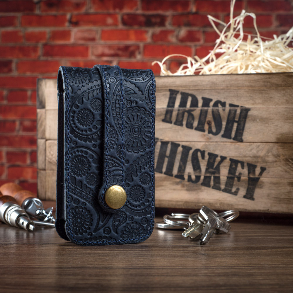 Ключниця кишенькова з художнім тисненням "Buta Art" із натуральної матової шкіри Crazy, фото 1