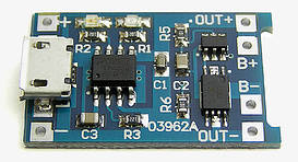 Плата захисту і контролю зарядки Li-Ion акумулятора 18650 TP4056 Модуль зарядки