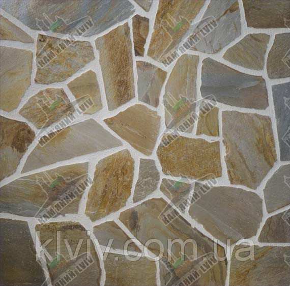 Колотый сланец "MARBLE KAYRAK" GOLD / "Мраморный Кайрак" Золото KLVIV толщ. 1.5 - 3см. крупный формат - фото 3 - id-p330430563