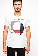 Біла чоловіча футболка De Facto / Де Факто з написом North South, фото 1