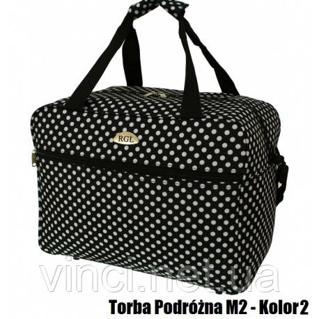 Дорожня сумка M2 WIZZAIR 42х32х25 Сумка в літак 35л ручна кладь чорна в білий горошок, фото 1
