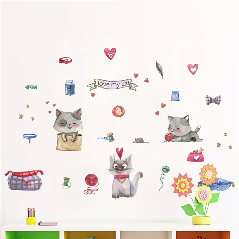 Наклейки з котами на стіну I love me cat (лист 30 х 90 см) Б324