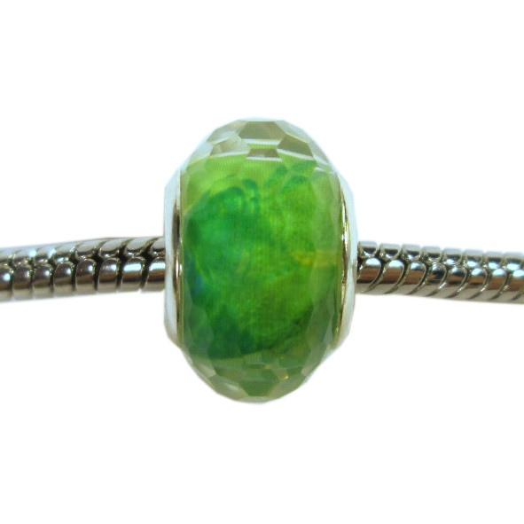 Намистина Шарм Рондель Гранена Листя, Фурнітура на Біжутерію, Намистини Скляні для Браслетів Шнур Паракорд, фото 1